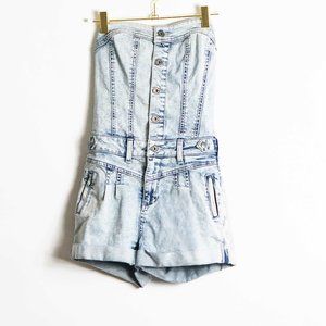 Topshop Moto Strapless Denim Romper Acid Wash Sz 2